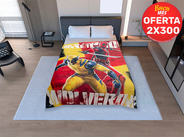 Cobertor Matrimonial Rachel Silk Deadpool Y Wolverine Rojo