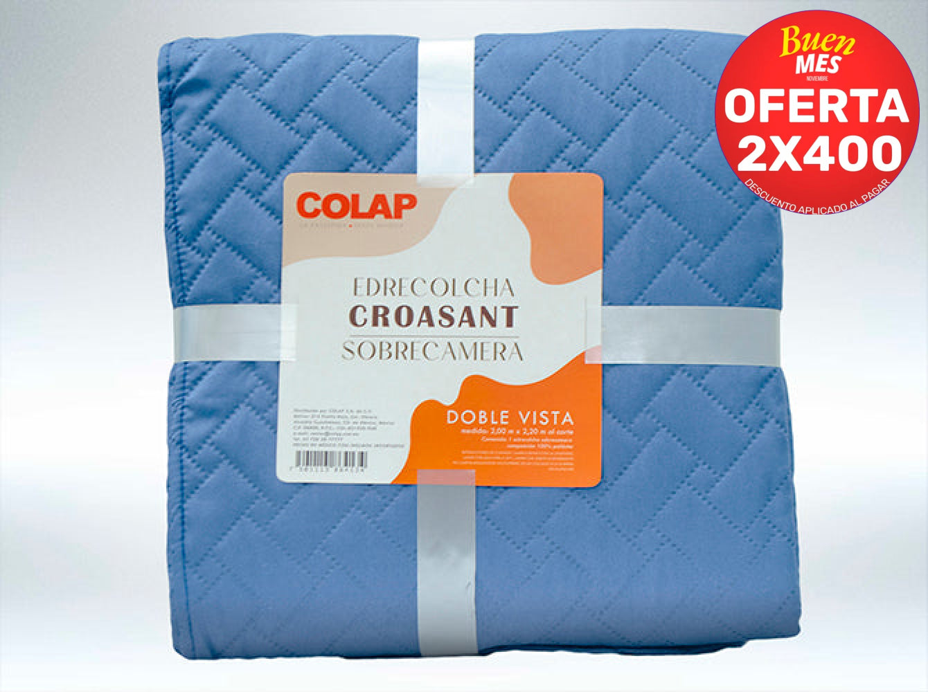 Edrecolcha Croasant Sobrecamero Azul Cielo Colchas