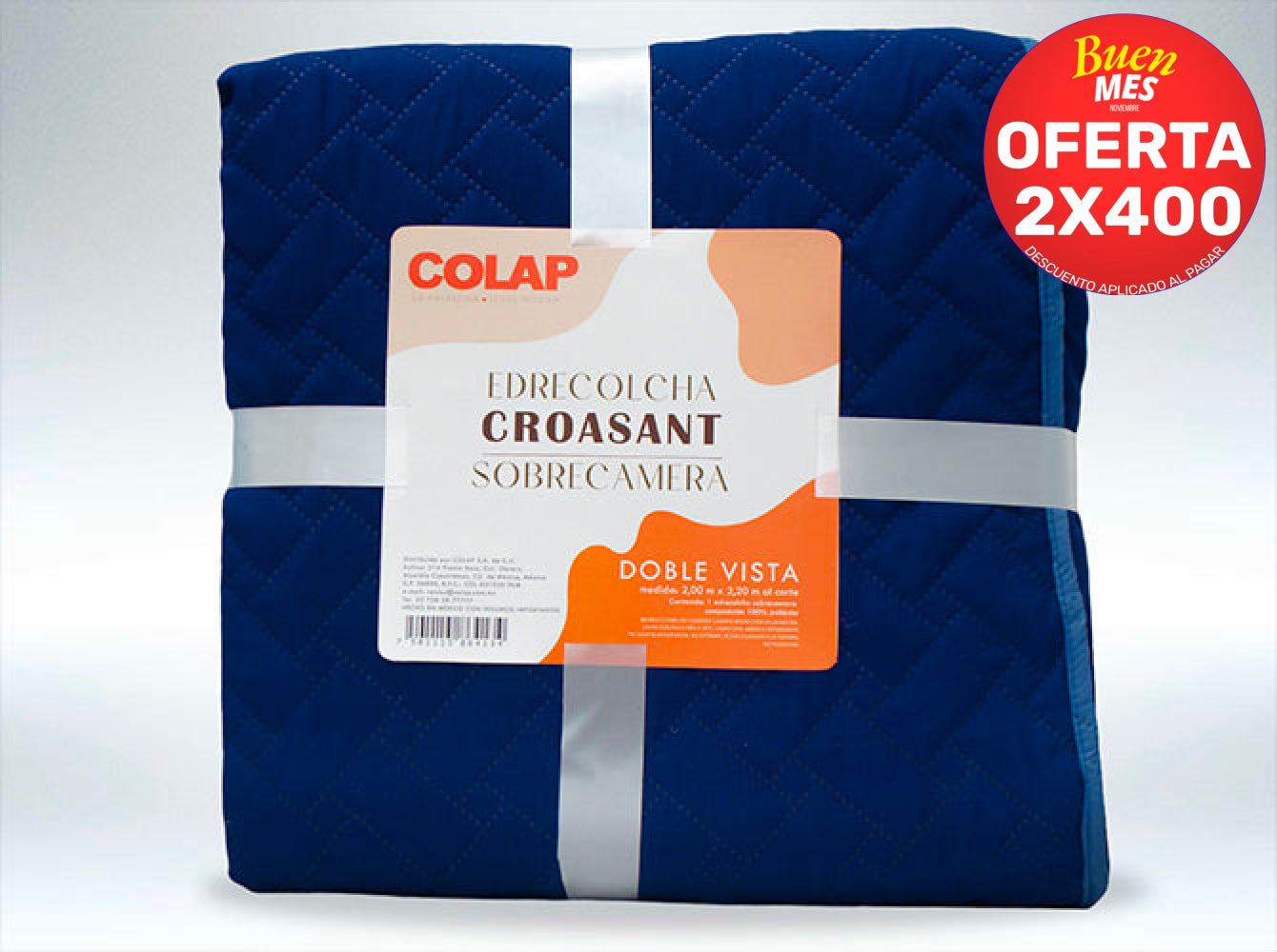 Edrecolcha Croasant Sobrecamero Azul Marino Colchas